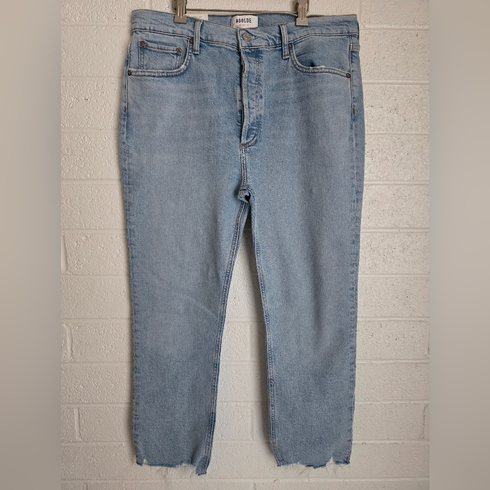 AGOLDE RILEY CROP HIGH RISE STRAIGHT CROP WOMENS JEANS - 32W 25L - NEW $208